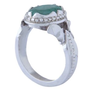 Perzische handgemaakte zilveren smaragdring – Bahar model