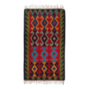 Perzisch Kilim Qashqai Wol Tapijt Origineel Handgeweven in Teheran Rood