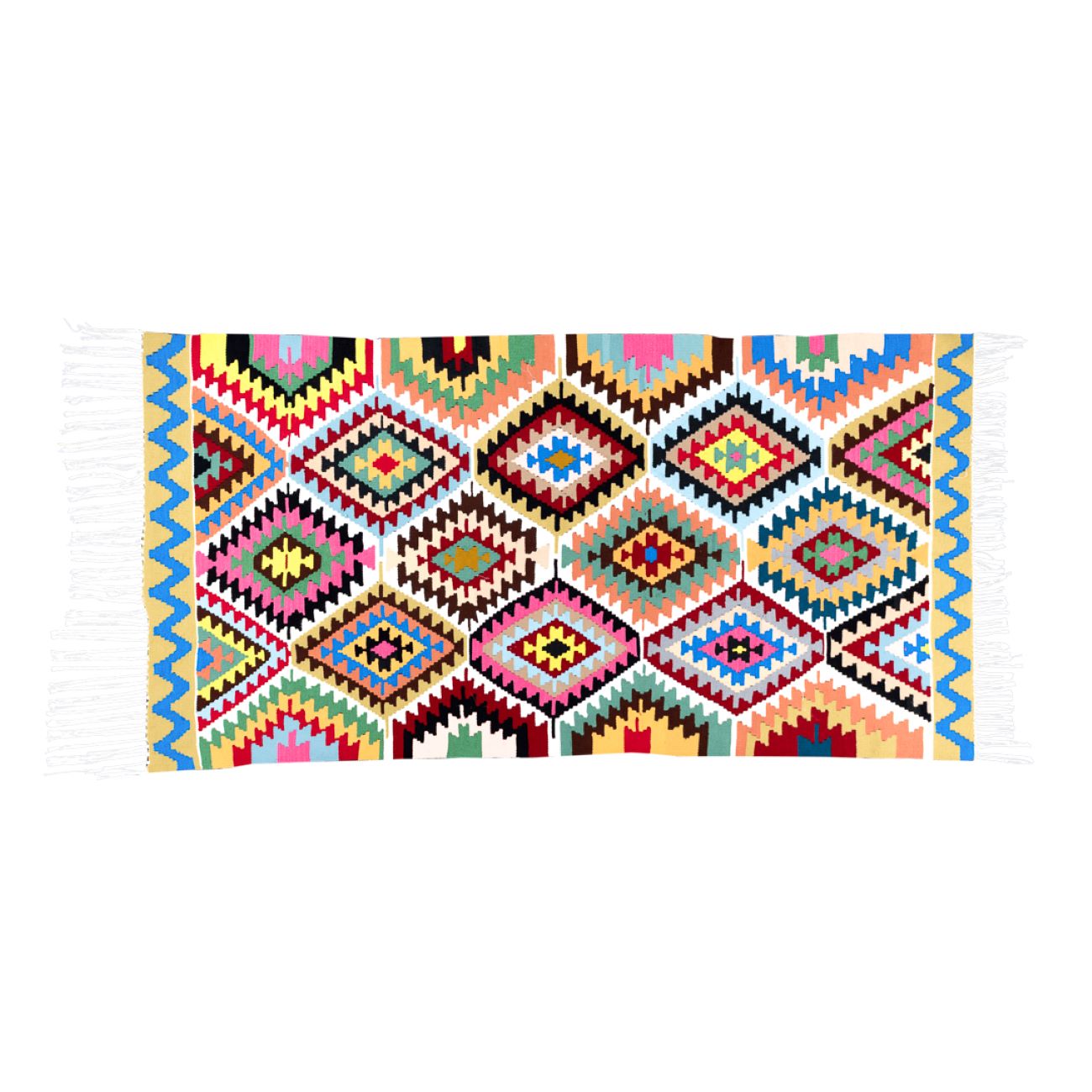 Perzische Ardabil Qashqai Kelim, geometrisch, authentieke handgeweven acrylvezels