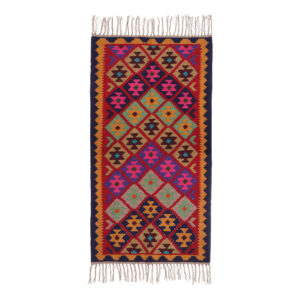 Perzisch Kilim Tapijt van Wol Handgeweven in Teheran Qashqai Roze