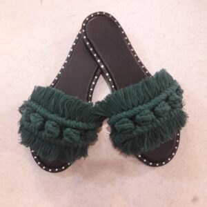 Groene Macramé Boho Chic Slippers – Model Shaparak
