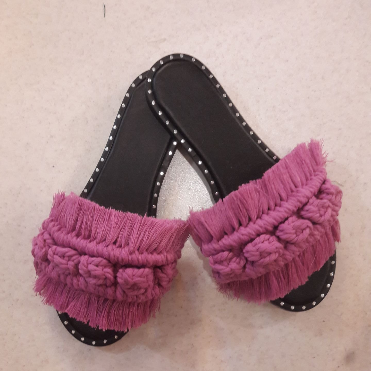 Groene Macramé Boho Chic Slippers – Model Shaparak