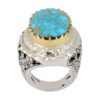 Perzische Neyshabur Turquoise Zilveren Ring voor Heren Model King