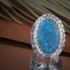 Perzische Neyshabur Turquoise Zilveren Ring voor Heren Model King