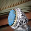 Perzische Neyshabur Turquoise Zilveren Ring voor Heren Model King
