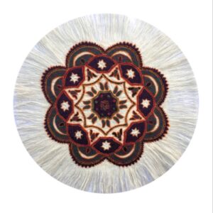 Perzisch Pateh Tafelkleed Kerman Handgemaakt Mandala – Wit