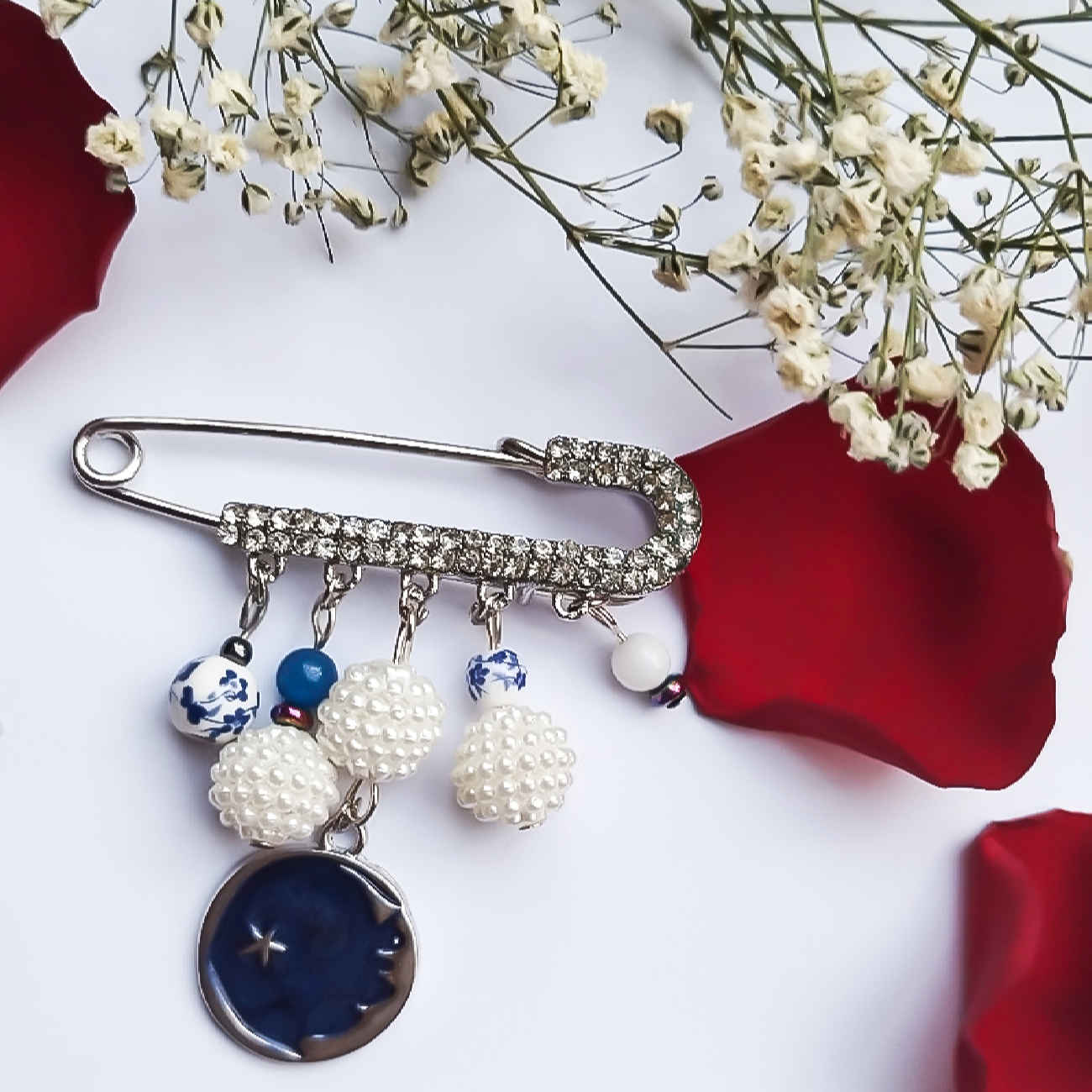 Veiligheidsspeld Broche voor Vrouwen met Agaat Edelsteen