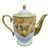 Victoriaans Porseleinen Theeservies met Vlinder & Bloemenpatroon, Theepot en Schotel