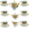 Victoriaans Porseleinen Theeservies met Vlinder & Bloemenpatroon, Theepot en Schotel