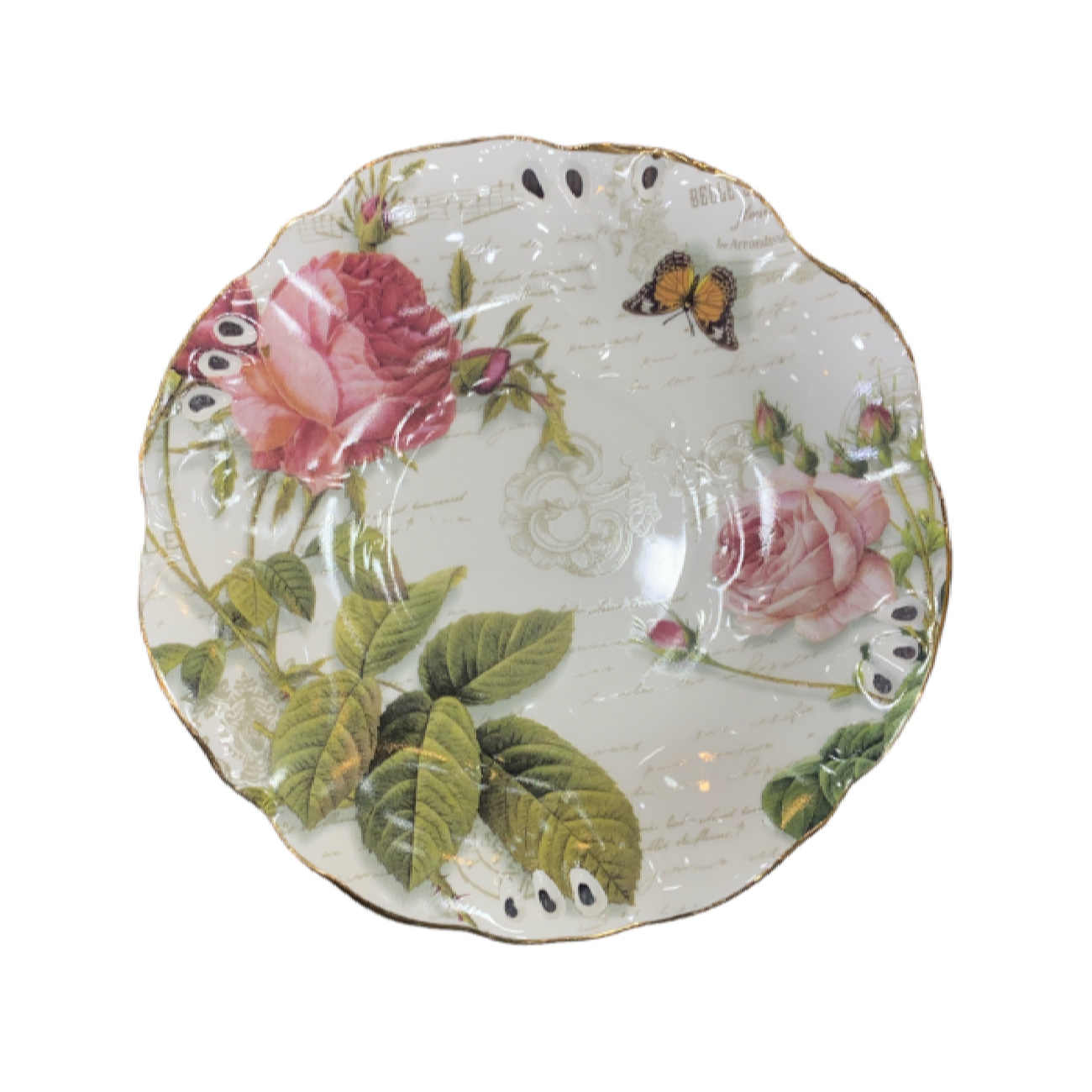 Victoriaans Porseleinen Theeservies met Bloemenpatroon, Theepot en Schotel