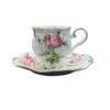 Victoriaans Porseleinen Theeservies met Bloemenpatroon, Theepot en Schotel