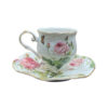 Victoriaans Porseleinen Theeservies met Bloemenpatroon, Theepot en Schotel