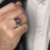Perzische Rode Natuurlijke Robijn Zilveren Ring voor Mannen