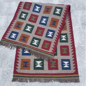 Traditionele Handgeweven Perzisch Tapijtloper – Rood Geometrisch