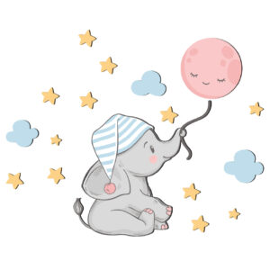 Verwijderbare Kinderkamer Houten Muurstickers met Olifant Ontwerp