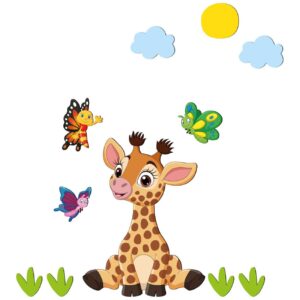 Verwijderbare Kinderkamer Houten Wandstickers met Giraffe Ontwerp