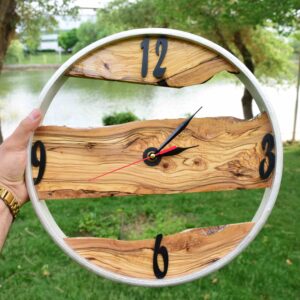Handgemaakte Houten Wandklok – Rustiek Model Cyrus