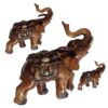 Feng Shui Olifant Beeldjes – Bruine Dierenset van 3