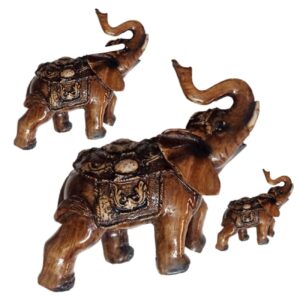 Feng Shui Olifant Beeldjes – Bruine Dierenset van 3