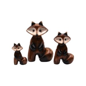 Set van 3 Decoratieve Vos Beeldjes – Bruine Miniatuur Vos