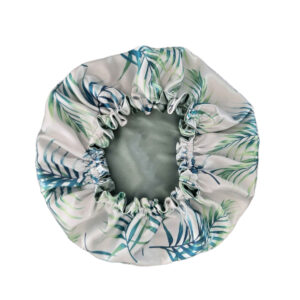 Luxe Satijnen Slaaphoed – Hawaï Print (Wit)