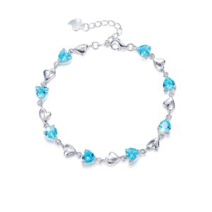 Zilveren Armband – Blauw Hartontwerp