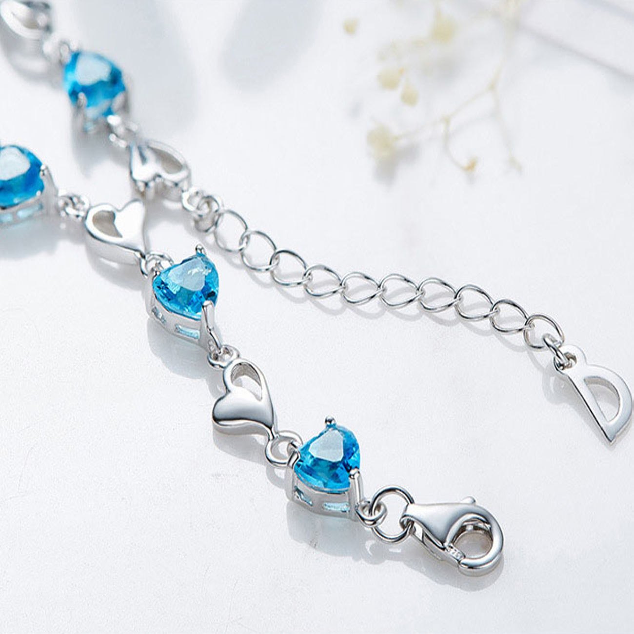 Zilveren Armband – Blauw Hartontwerp