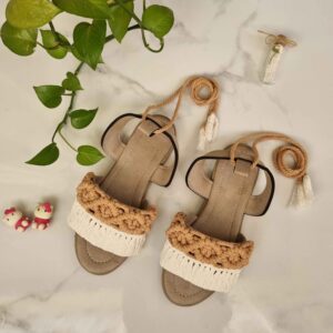 Bruine Macramé Band Sandalen – Model DNA