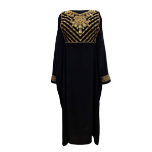 Stijlvolle Pasvorm Abaya voor Moslimvrouwen met Geborduurd Ontwerp