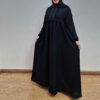 Stijlvolle Losse Abaya voor Moslimvrouwen in Zwarte Kreukstof