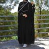 Stijlvolle Loszittende Abaya voor Moslimvrouwen met Zwarte Crêpe Stof