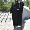 Stijlvolle Loszittende Abaya voor Moslimvrouwen met Zwarte Crêpe Stof