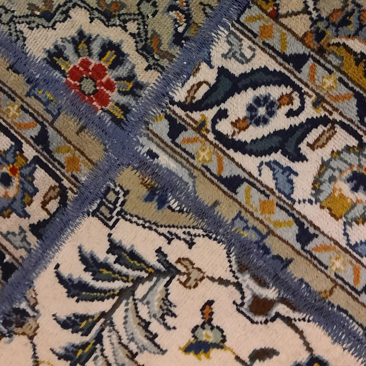 Vintage Patchwork Tapijt Geometrisch – Crème Wol