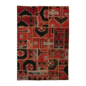 Vintage Patchwork Tapijt Geometrisch Rood – Wol