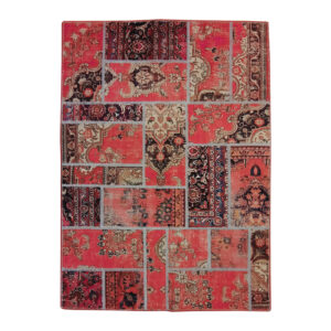 Vintage Perzisch Handgeknoopt Patchwork Tapijt Magenta
