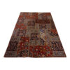 Vintage Patchwork Tapijt Bordeaux – Geometrisch Wol