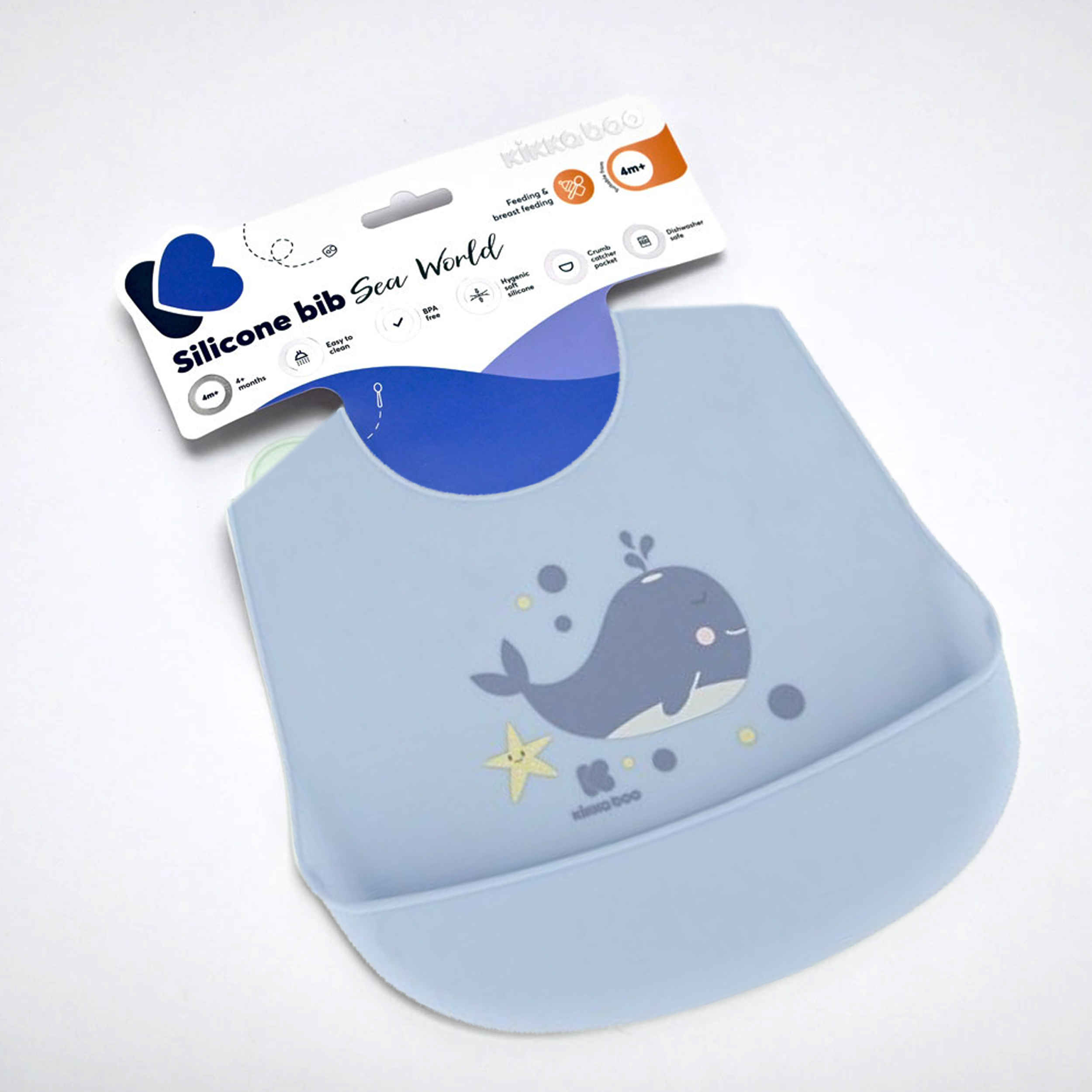 Waterdichte Silicone Baby Slab voor Eten met Walvis Ontwerp