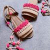 Dames Macramé Slingback Sandalen Handgemaakt Model Bubble