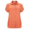 Dames Katoenen T-shirt met Korte Mouw Regular Fit in Oranje