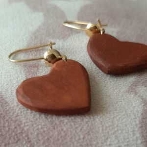 Dames Houten Oorbellen Handgemaakt met Hart Ontwerp