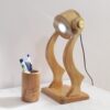 Vrolijke Houten Verstelbare Bureau Leeslamp met Potloodhouder