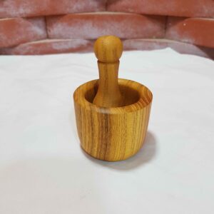 Houten Vijzel & Stamper Set Geschikt voor Saffraan