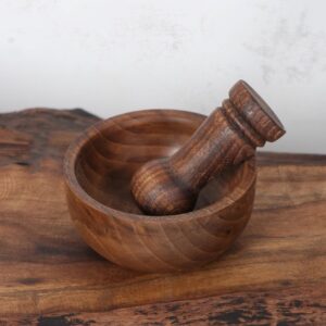 Houten Vijzel & Stamper Set voor Koken Gemaakt van Natuurlijk Hout