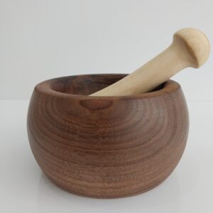 Houten Vijzel & Stamper Set voor Koken Gemaakt van Walnoothout
