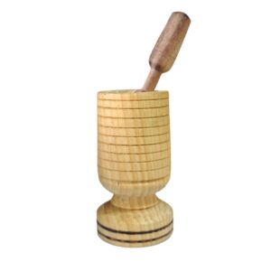Houten Vijzel & Stamper Set Kruiden & Specerijen Maler