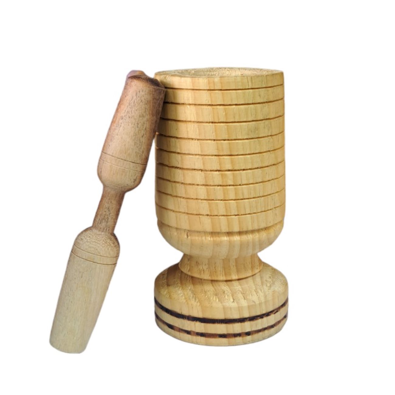 Houten Vijzel & Stamper Set Kruiden & Specerijen Maler