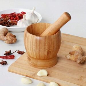 Houten Vijzel & Stamper Set van Natuurlijke Bamboehout