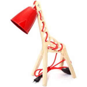 Houten Unieke Bureaulamp Handgemaakt en Verstelbaar Giraffe-beeldje