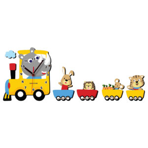 Houten Kinderkamer Wandklok met Dierentrein