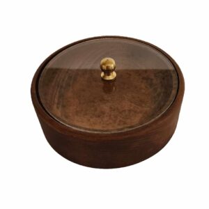 Handgemaakte Houten Suikerpot met Glazen Deksel